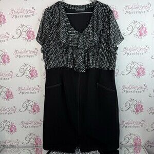 Addition Elle dress ruffle neckline white black Monochrome Patterned Top